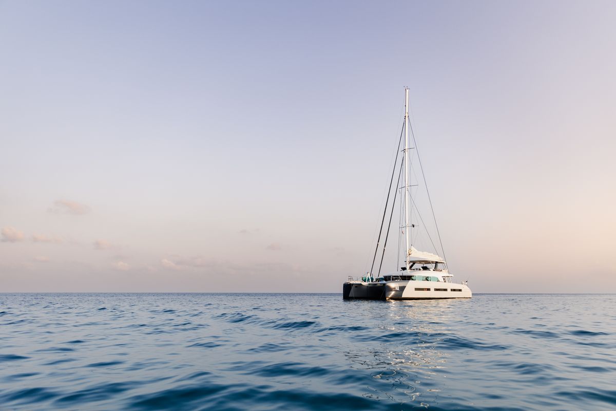 Exterior view of Spirit of Ponant, a Lagoon Seventy 7 catamaran at Eden Island Marina, Seychelles