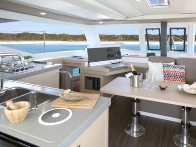 Galley of Ginesta, a Fountaine Pajot Lucia 40 catamaran at Palamós, Spain