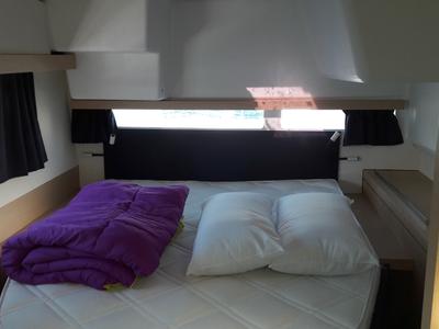 Cabin on Ginesta, a Fountaine Pajot Lucia 40 catamaran at Palamós, Spain