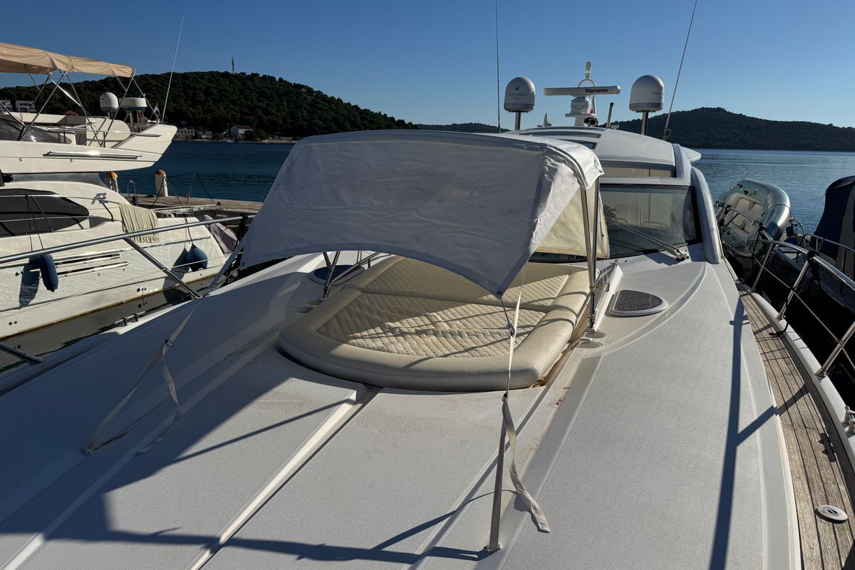 Deck of Polly, a Sunseeker Portofino 53 motorboat at Općina Rogoznica, Croatia