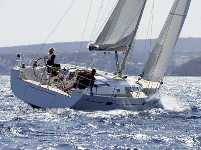 Exterior view of Ianira, a Hanse Yachts Hanse 470 sailboat at Heraklion Municipal Unit, Greece