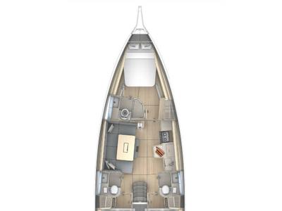 Floor plan of Felicia, a Dufour 41 sailboat at Athens, Greece