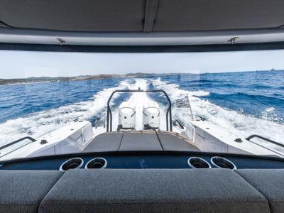Salon of VIDA, a Axopar 37 XC Cross Cabin motorboat at Lavreotiki Municipal Unit, Greece