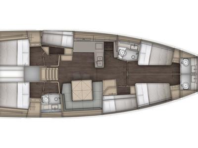 Floor plan of Seraphine, a Dufour 54 sailboat at Seget Donji, Croatia