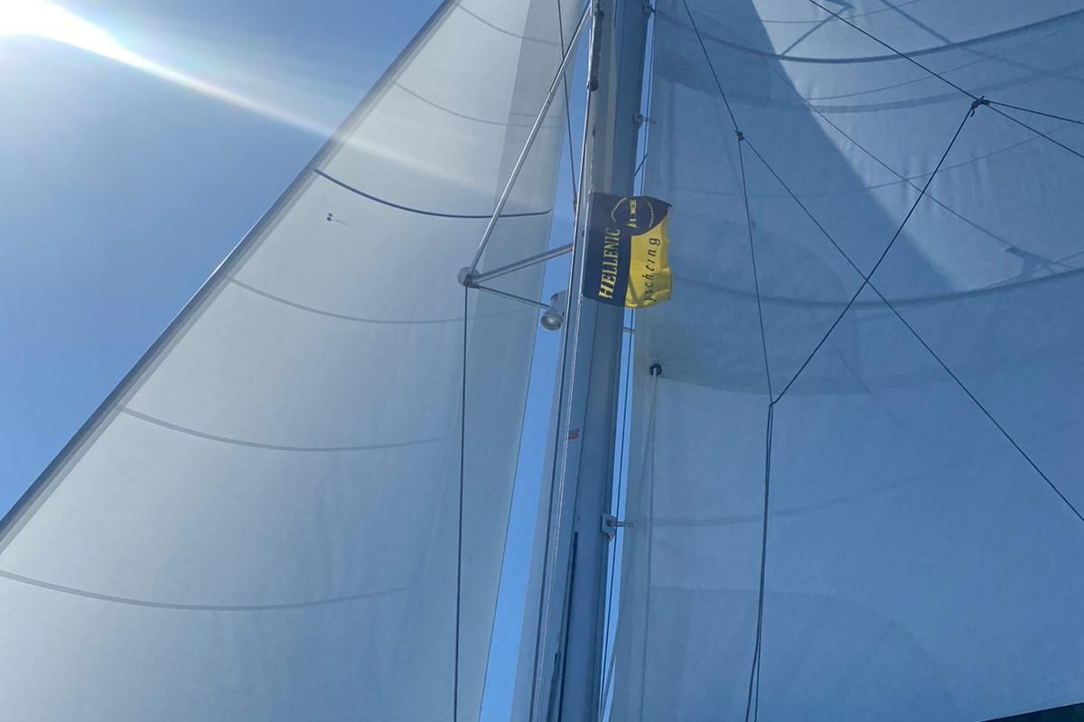 Exterior view of Ostraco, a Lagoon 46 catamaran at Lavreotiki Municipal Unit, Greece