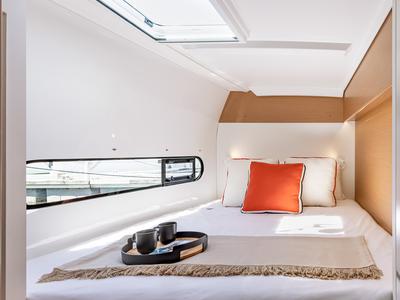 Cabin on The Nauti Salesman, a Excess 11 catamaran at Central Abaco, Bahamas