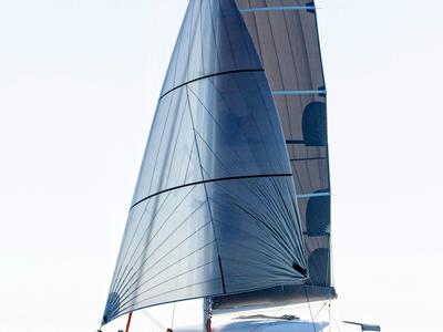 Exterior view of The Nauti Salesman, a Excess 11 catamaran at Central Abaco, Bahamas