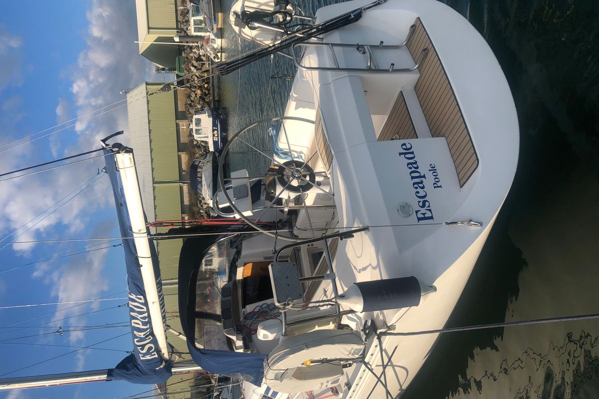 Exterior view of Escapade, a Elan 333 sailboat at Poole, United Kingdom