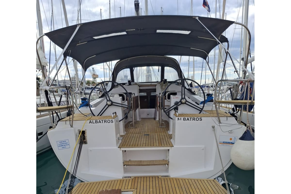 Exterior view of Albatros, a Elan Impression 45.1 sailboat at Grad Šibenik, Croatia