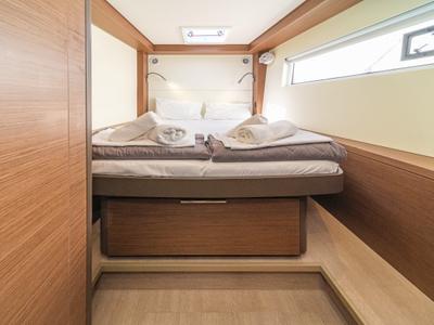 Cabin on Reina, a Lagoon 50 catamaran at Athens, Greece