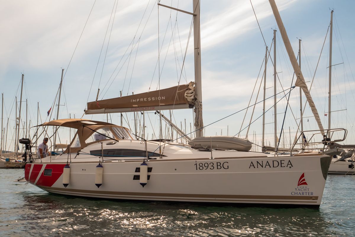 Exterior view of Anadea, a Elan Impression 40 sailboat at Grad Biograd na Moru, Croatia