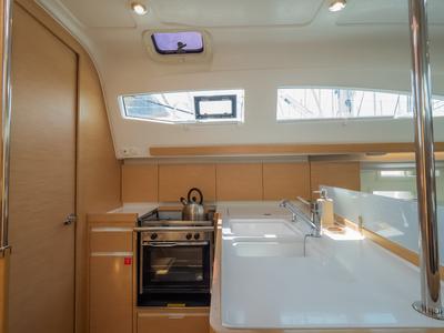 Galley of Anadea, a Elan Impression 40 sailboat at Grad Biograd na Moru, Croatia