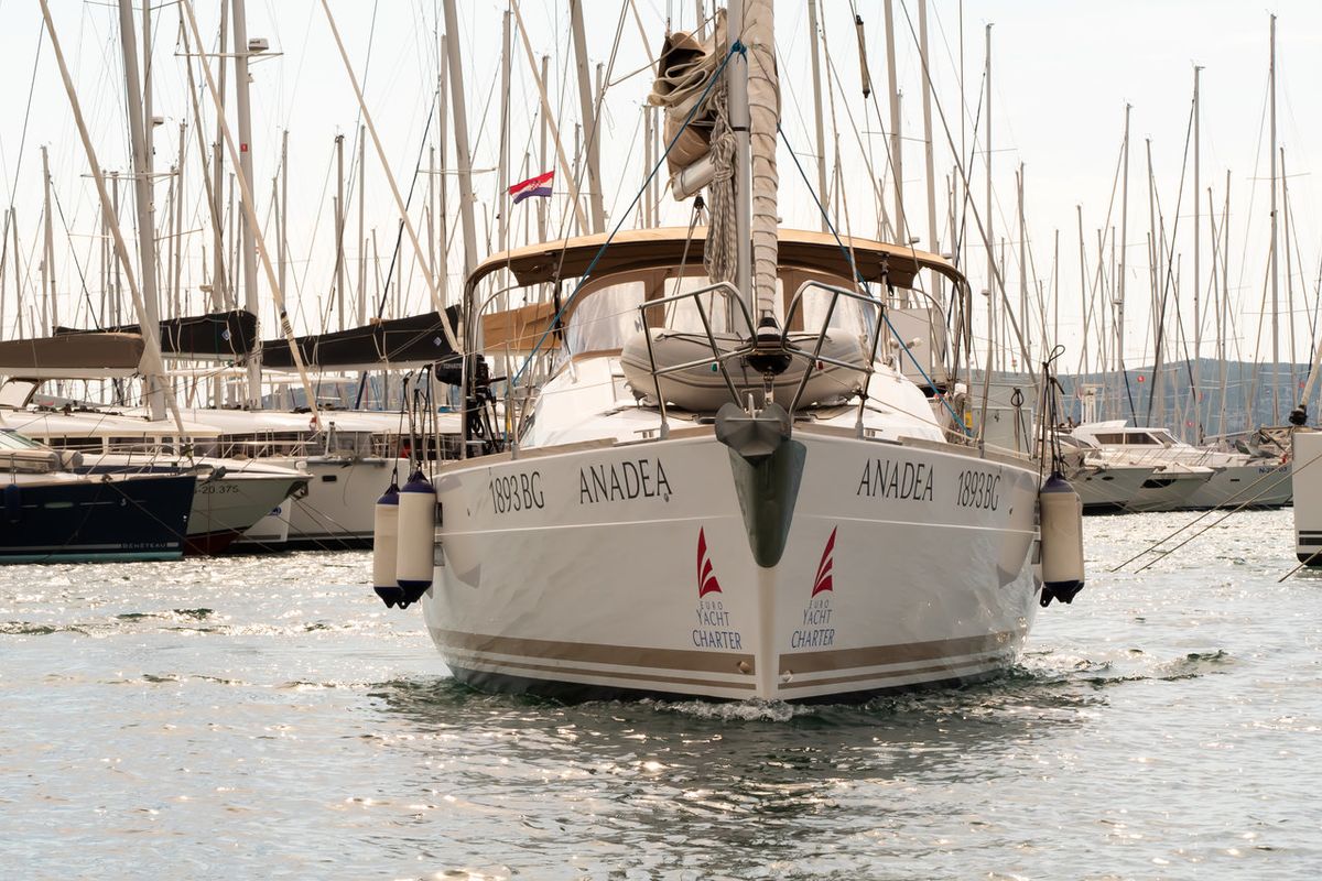 Exterior view of Anadea, a Elan Impression 40 sailboat at Grad Biograd na Moru, Croatia
