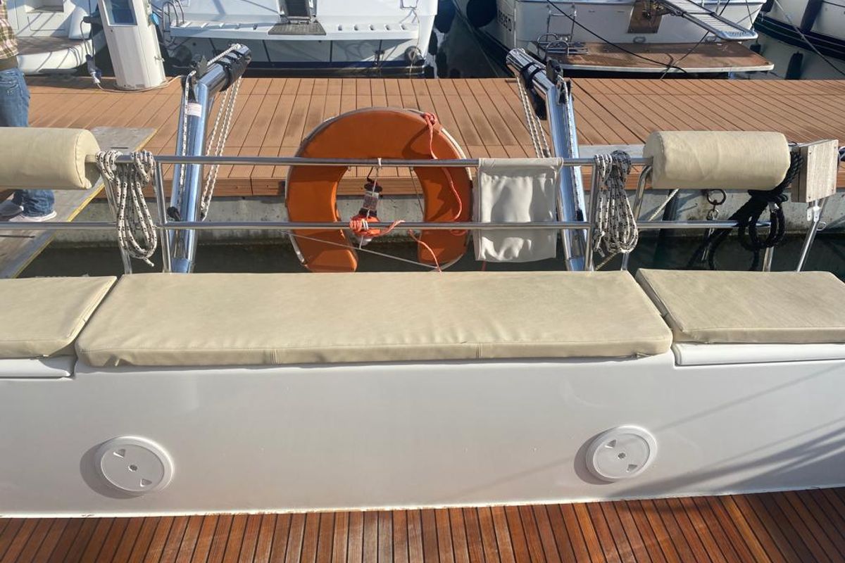 Deck of Regolo, a Lagoon 40 catamaran at Salerno, Italy