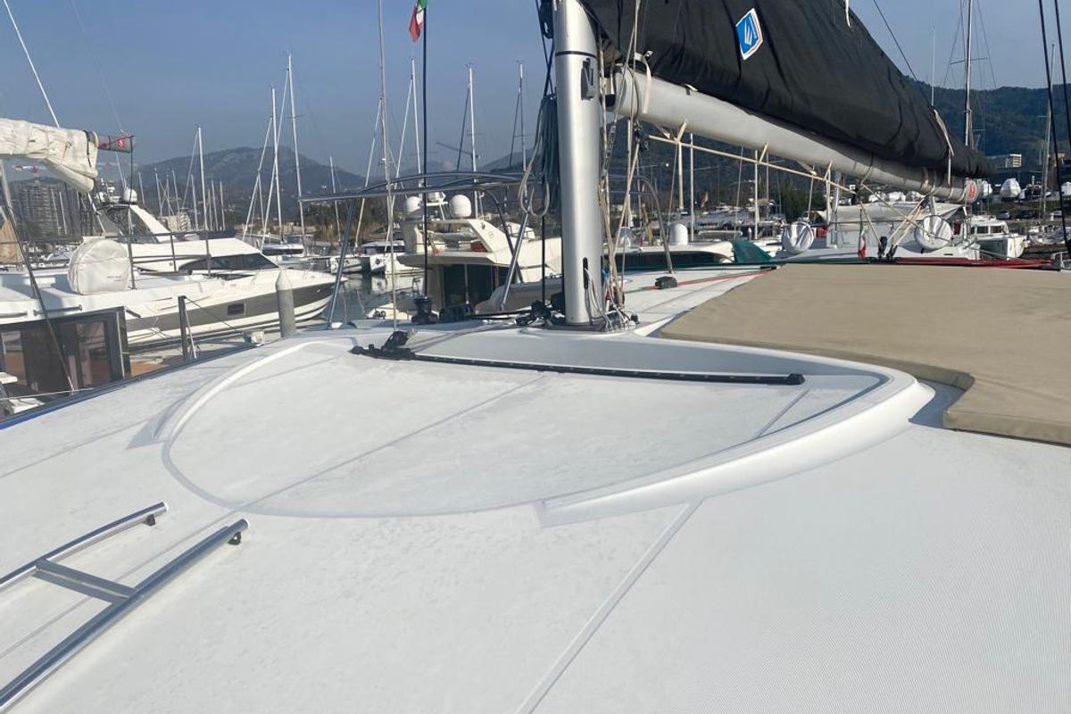Deck of Regolo, a Lagoon 40 catamaran at Salerno, Italy