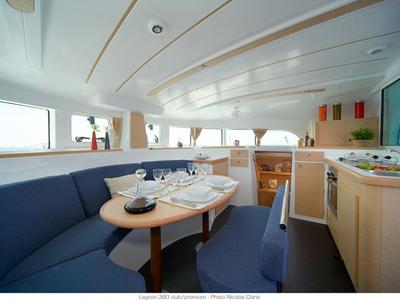 Salon of Eftychia 5, a Lagoon 380 catamaran at Municipal Unit of Lefkada, Greece