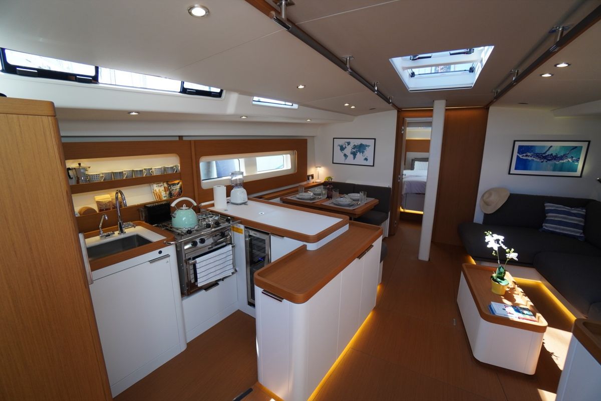 Salon of Zenith, a Beneteau First 53 sailboat at Grad Kaštela, Croatia