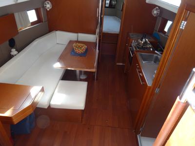 Salon of Karavas, a Beneteau Oceanis 38 sailboat at Athens, Greece