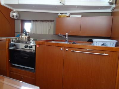 Galley of Karavas, a Beneteau Oceanis 38 sailboat at Athens, Greece