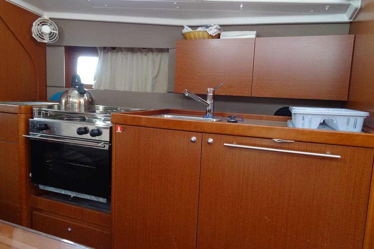 Galley of Karavas, a Beneteau Oceanis 38 sailboat at Athens, Greece