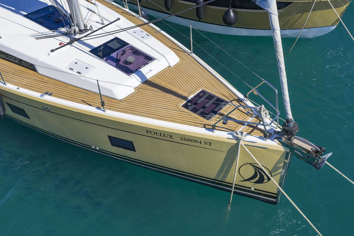Exterior view of Pollux, a Hanse Yachts Hanse 418 sailboat at Grad Kaštela, Croatia