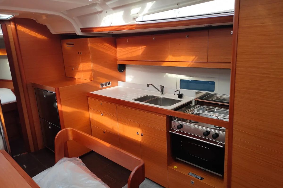 Galley of Malimè, a Dufour 430 sailboat at Procida, Italy