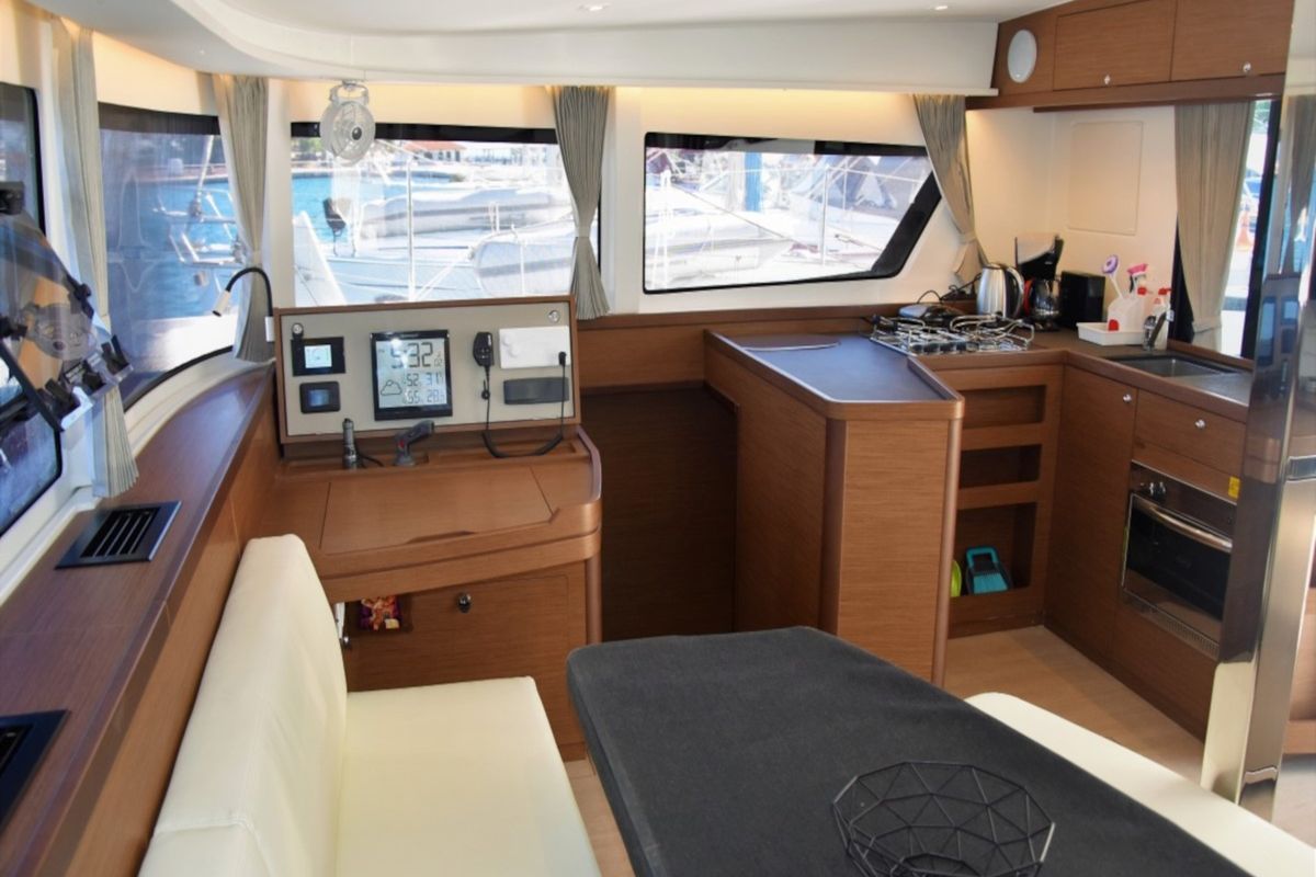 Galley of ANTEL AC,Gen,W.maker, a Lagoon 42 catamaran at Athens, Greece