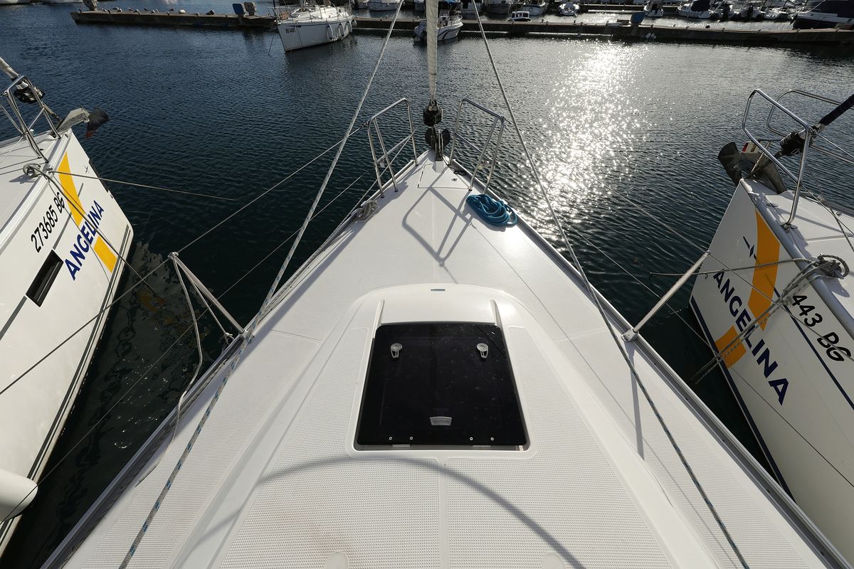 Deck of Sun Course, a Bavaria Cruiser 37 sailboat at Grad Biograd na Moru, Croatia