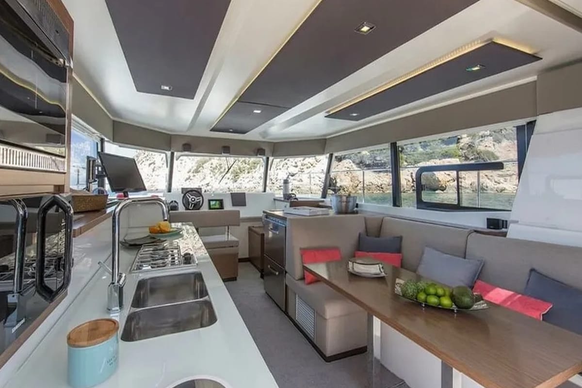 Galley of Rossinante, a Fountaine Pajot MY37 catamaran at Cogolin, France