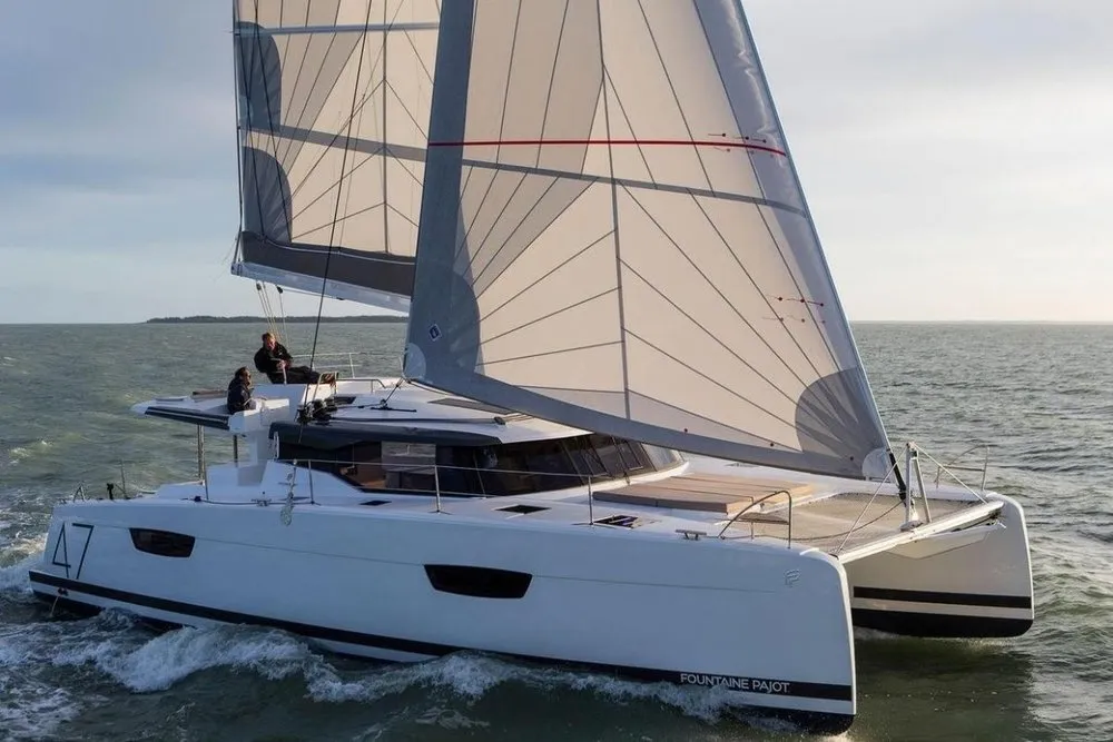 Exterior view of Tranquilo, a Fountaine Pajot Saona 47 catamaran at Belize City, Belize