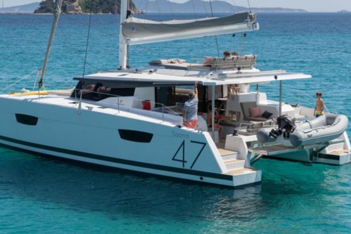 Salon of Tranquilo, a Fountaine Pajot Saona 47 catamaran at Belize City, Belize