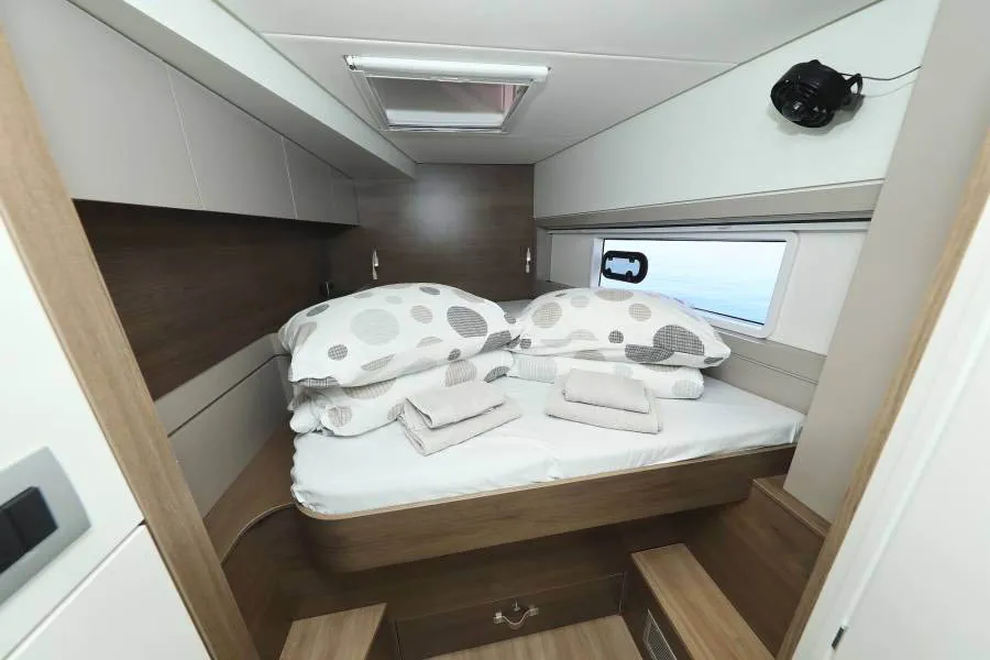 Cabin on Beau Loup, a Bali 4.4 catamaran at Seychelles, Eden Island Marina, Seychelles