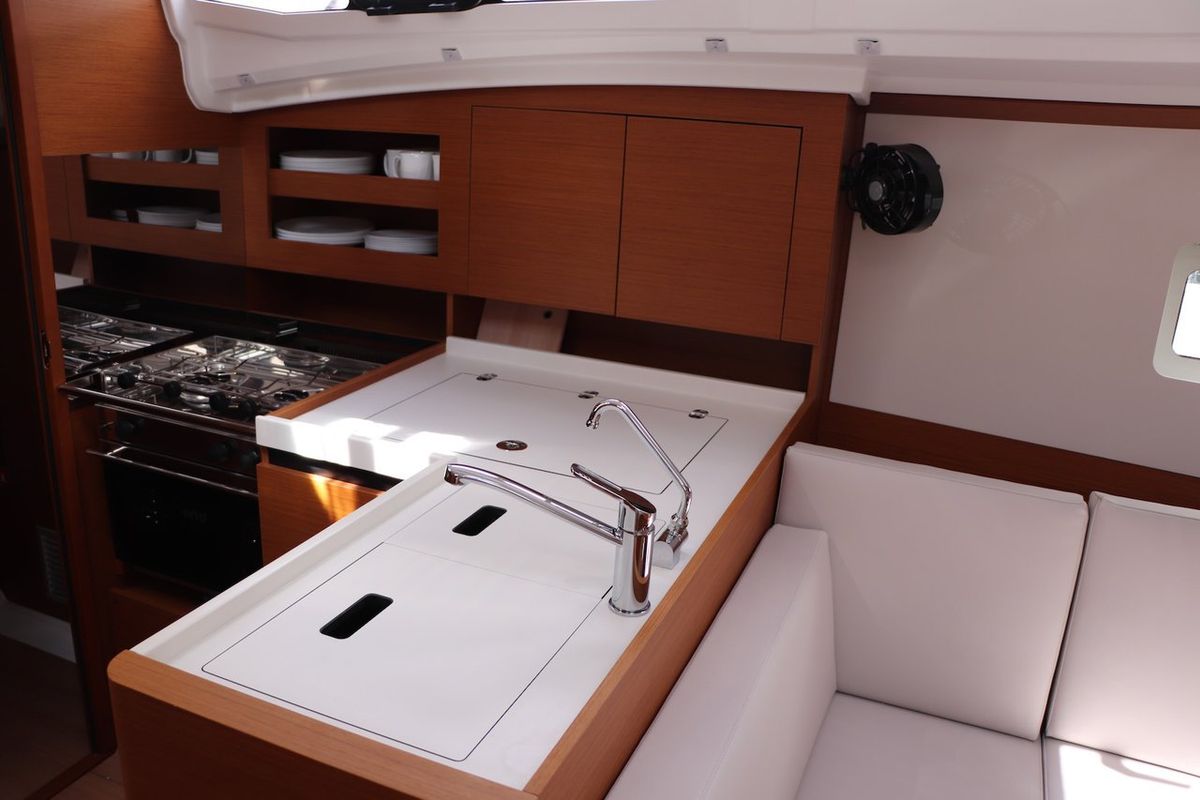 Galley of Bura Kiss, a Jeanneau Sun Odyssey 380 sailboat at Dubrovnik, Croatia