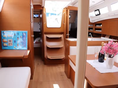 Salon of Bura Kiss, a Jeanneau Sun Odyssey 380 sailboat at Dubrovnik, Croatia