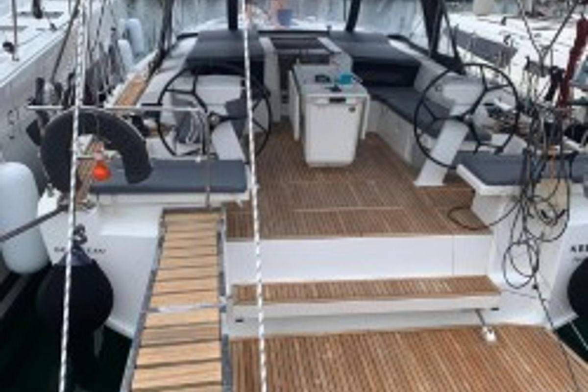 Deck of Kebiwan, a Beneteau Oceanis 46.1 sailboat at Athens, Greece