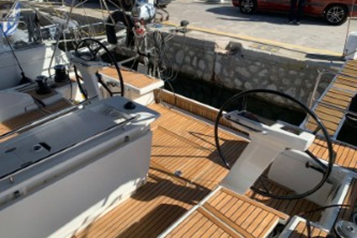 Deck of Kebiwan, a Beneteau Oceanis 46.1 sailboat at Athens, Greece
