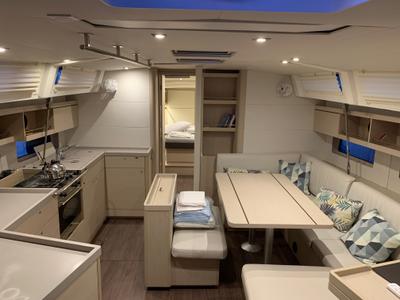 Salon of Kebiwan, a Beneteau Oceanis 46.1 sailboat at Athens, Greece
