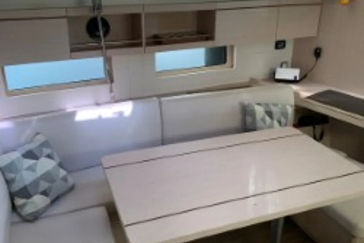 Salon of Kebiwan, a Beneteau Oceanis 46.1 sailboat at Athens, Greece