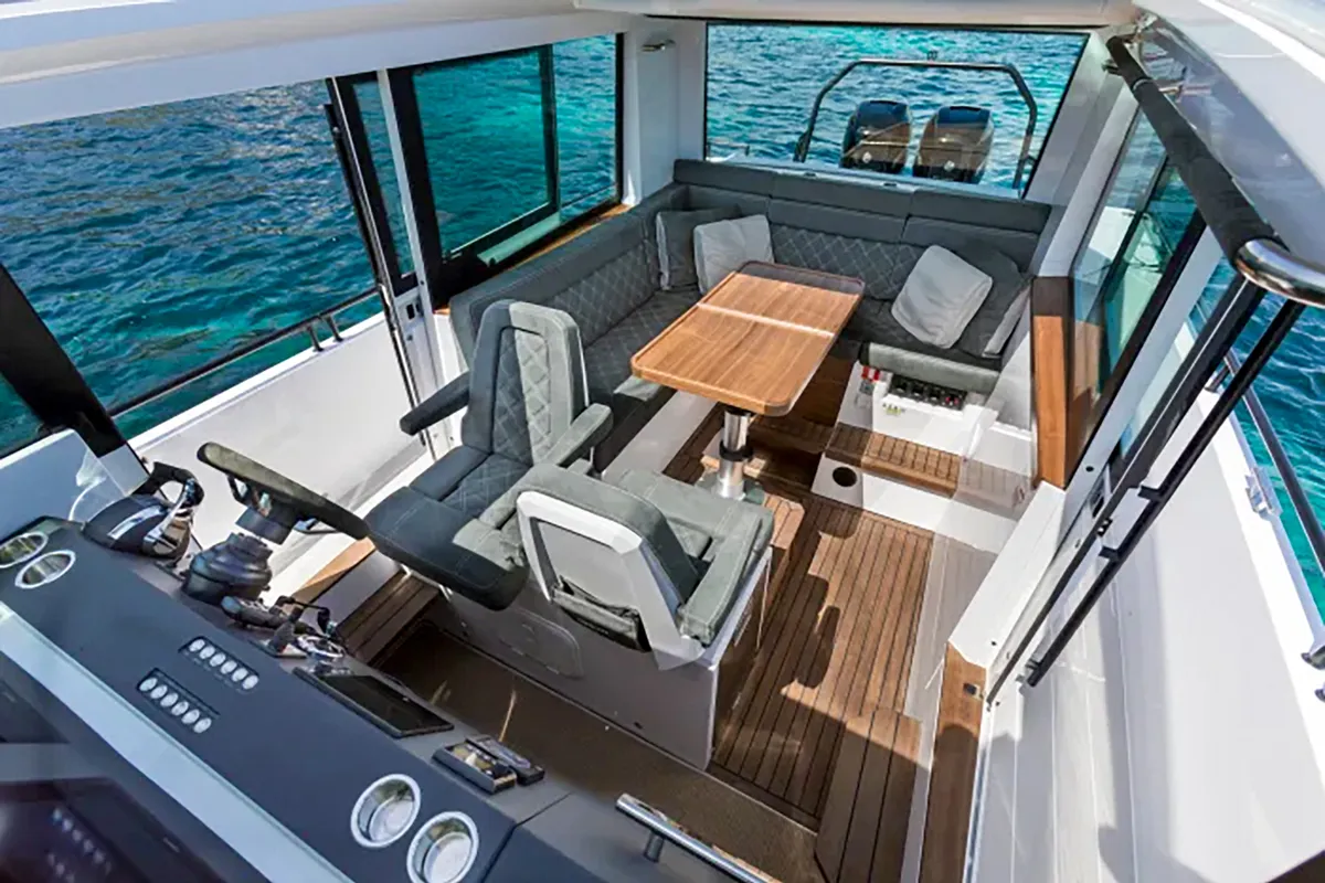 Exterior view of TRAVERSO, a Axopar 37 XC Cross Cabin motorboat at Gouvia, Greece