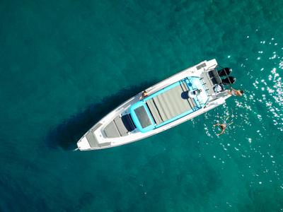 Cabin on TRAVERSO, a Axopar 37 XC Cross Cabin motorboat at Gouvia, Greece