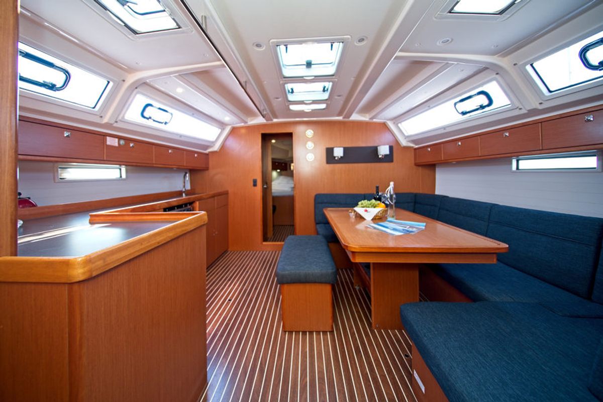 Salon of MH 49, a Bavaria Cruiser 46 sailboat at Murter, Croatia