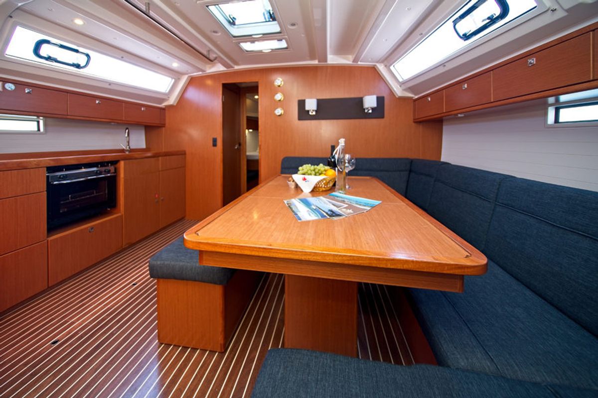 Salon of MH 49, a Bavaria Cruiser 46 sailboat at Murter, Croatia