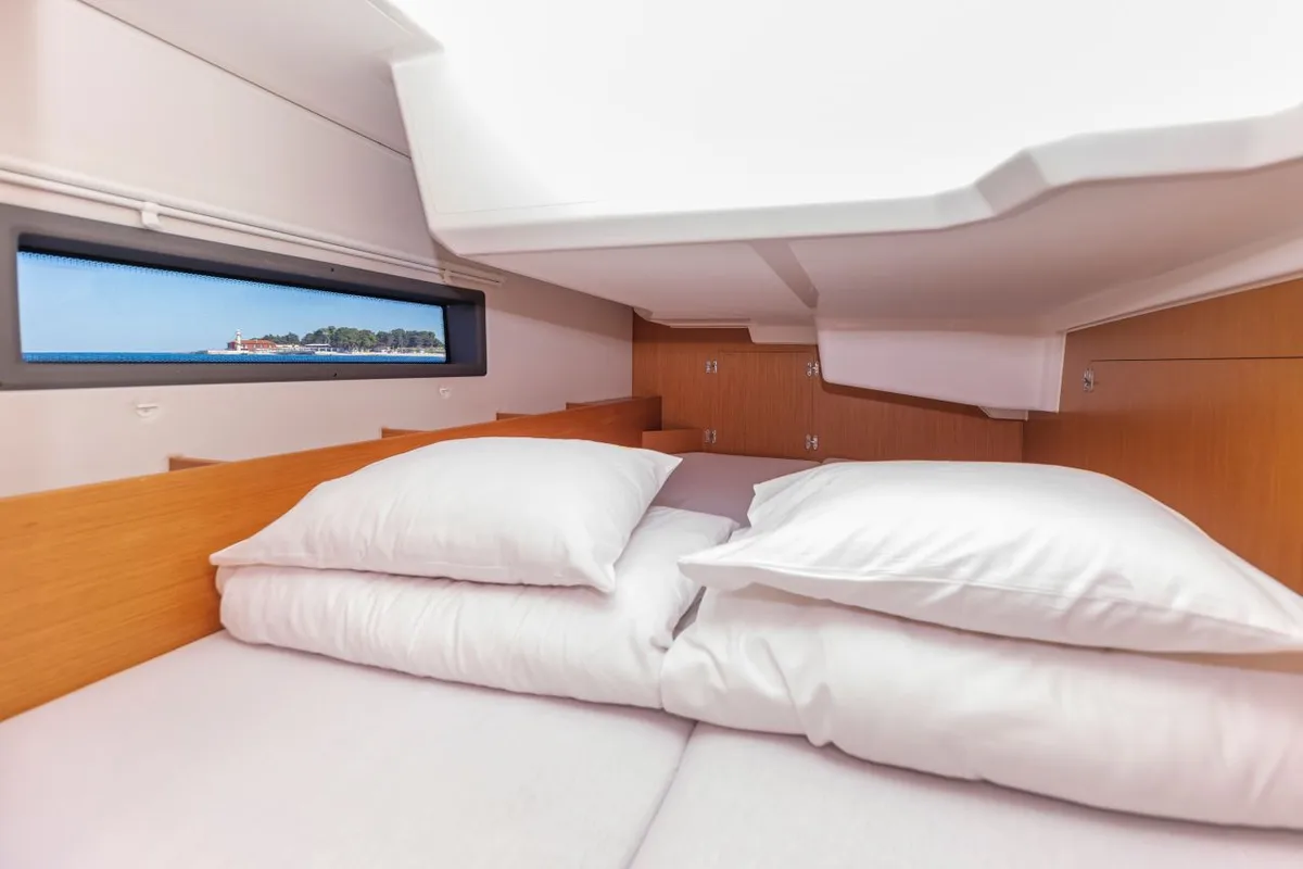 Cabin on Martini, a Bavaria C38 sailboat at Zadar, Croatia