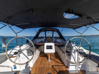 Cockpit of Martini, a Bavaria C38 sailboat at Zadar, Croatia