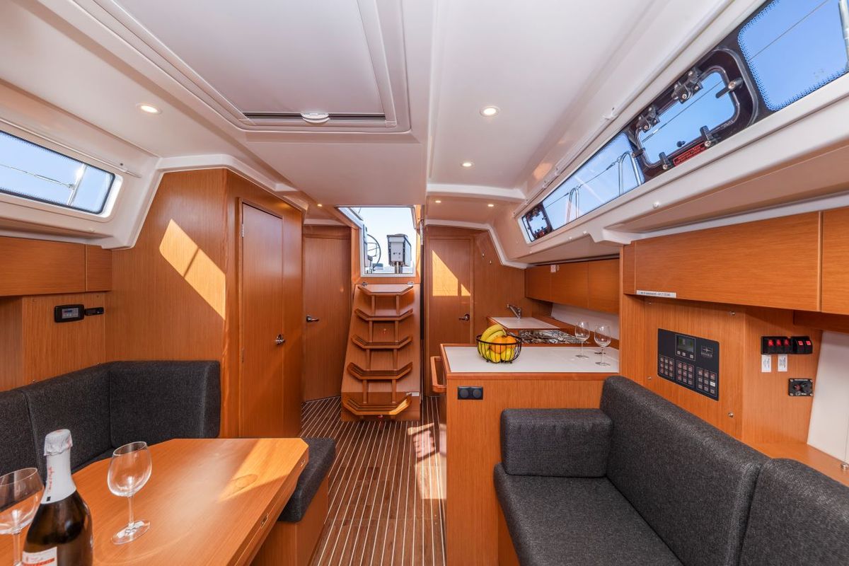 Salon of Martini, a Bavaria C38 sailboat at Zadar, Croatia