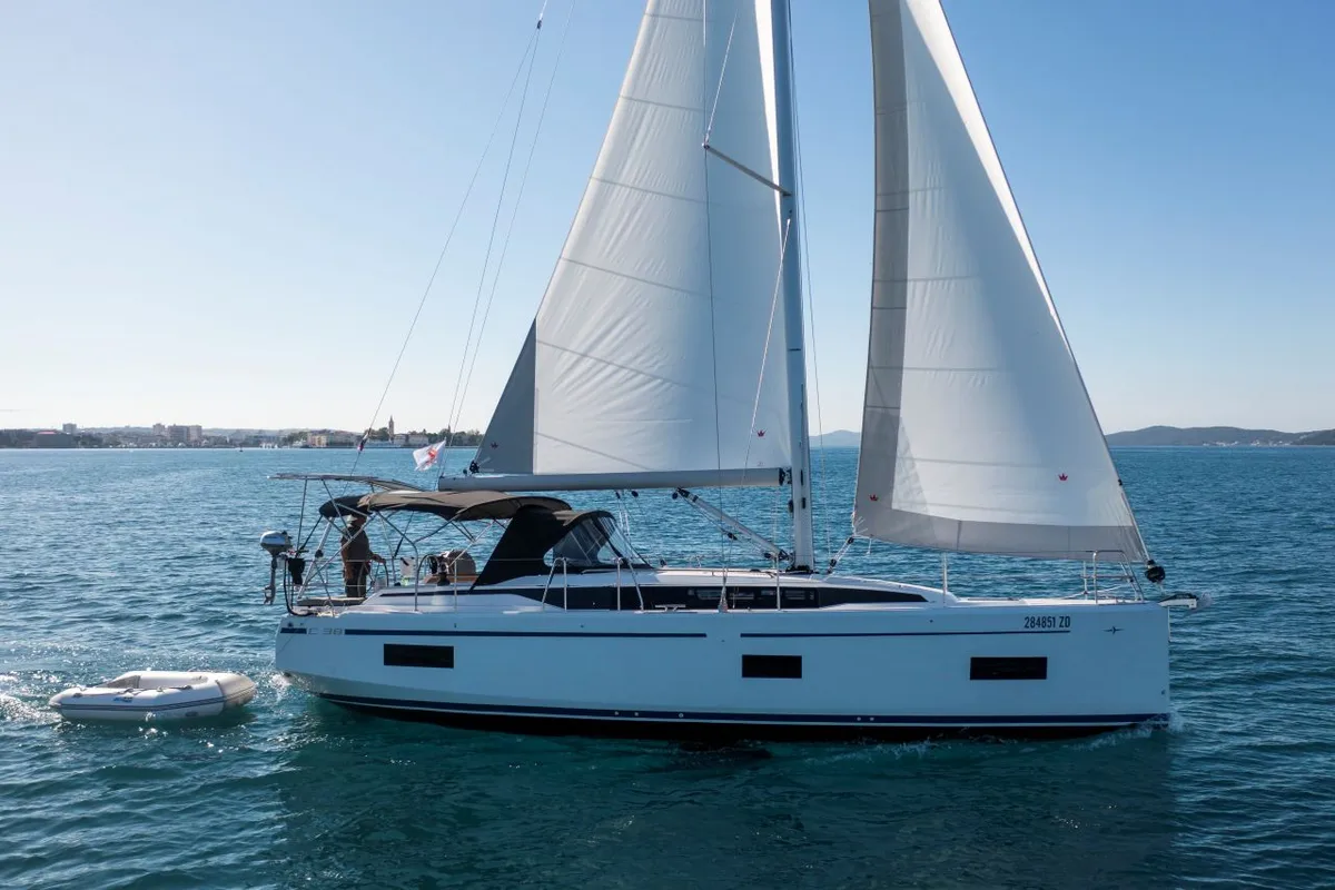 Exterior view of Martini, a Bavaria C38 sailboat at Zadar, Croatia