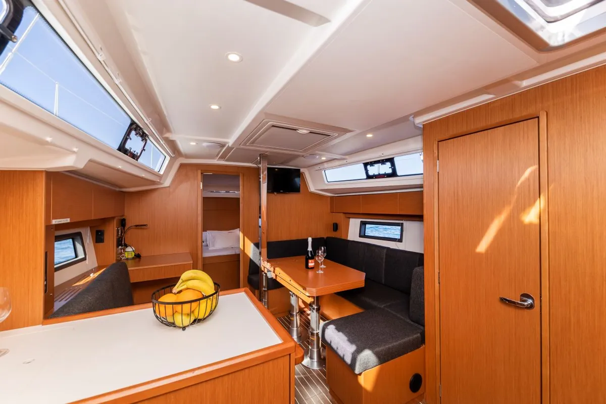 Salon of Martini, a Bavaria C38 sailboat at Zadar, Croatia