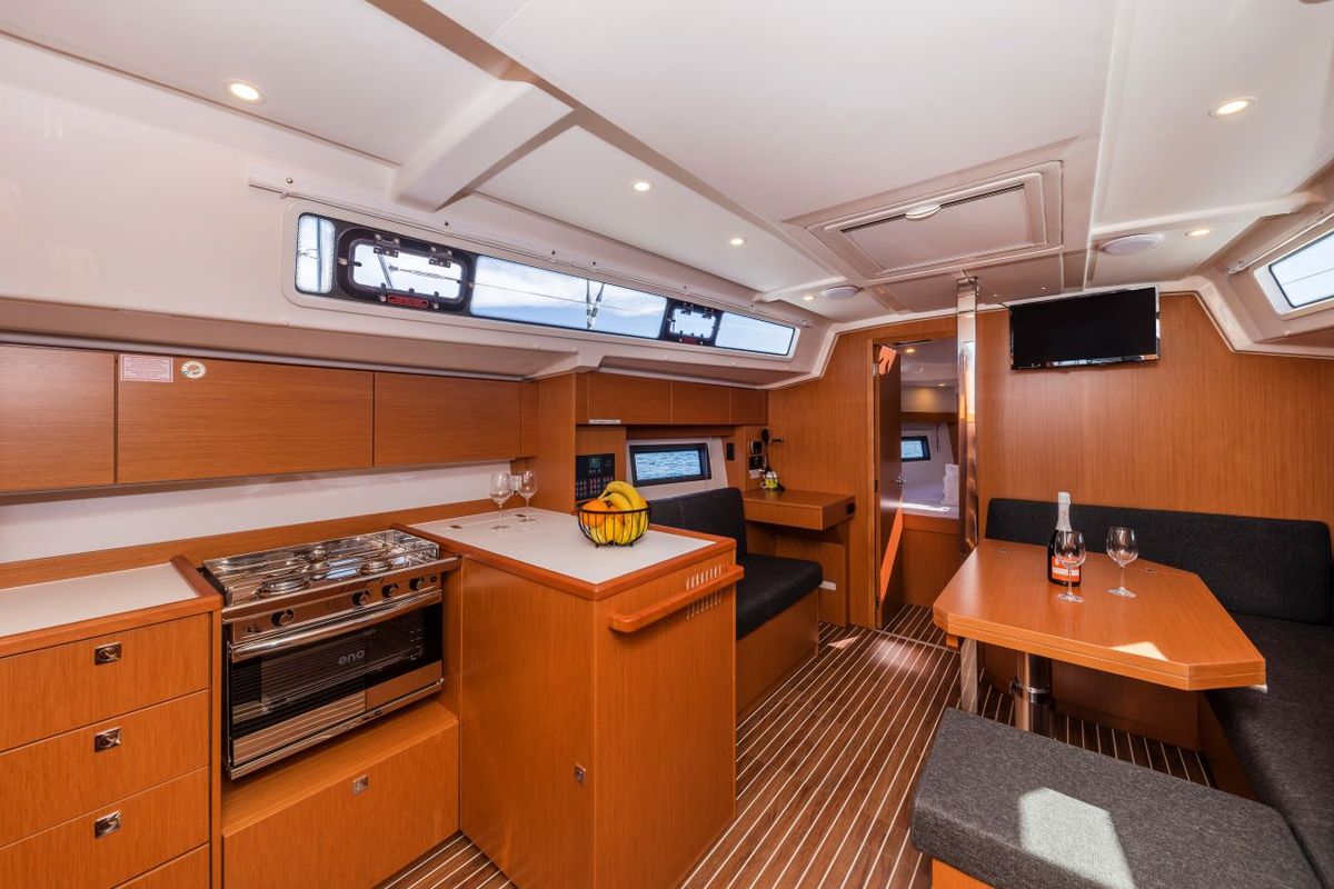 Galley of Martini, a Bavaria C38 sailboat at Zadar, Croatia