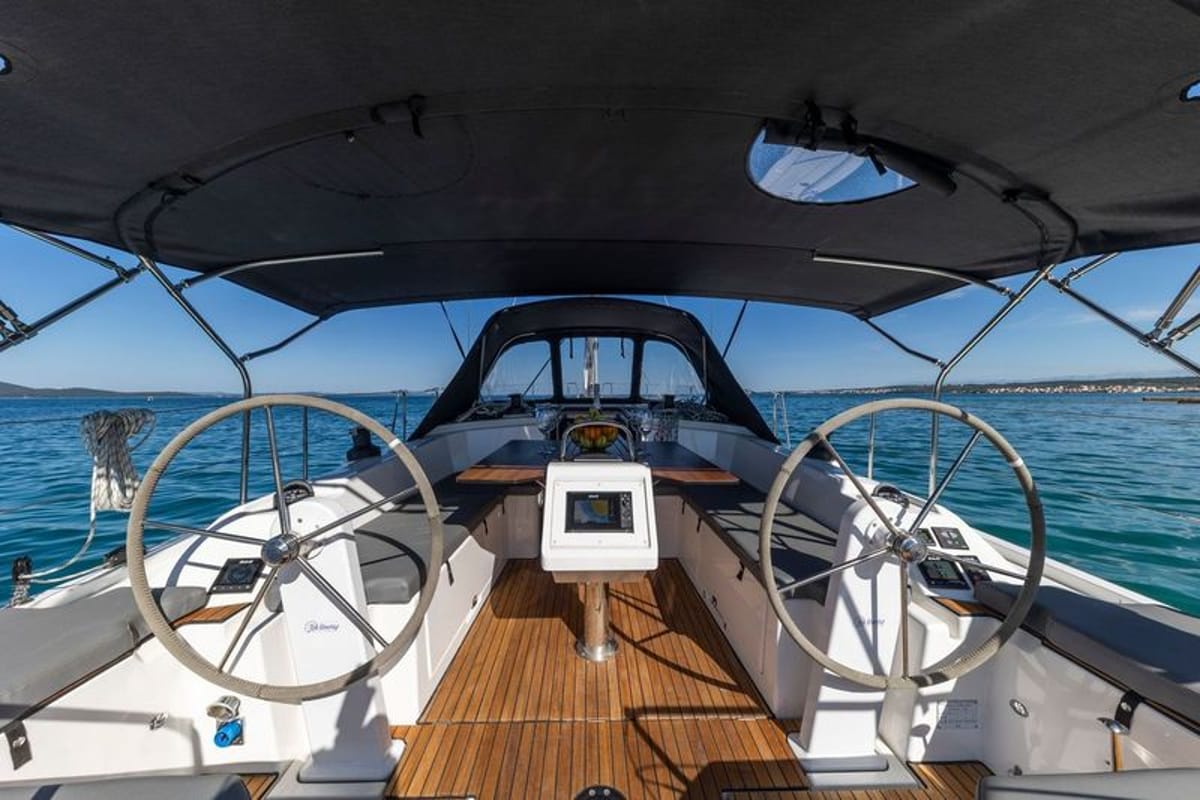 Deck of Martini, a Bavaria C38 sailboat at Zadar, Croatia