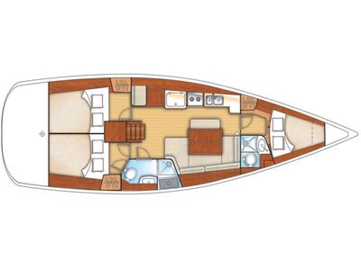 Floor plan of Anassa, a Beneteau Oceanis 40 sailboat at Volos Municipality, Greece